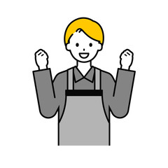 上半身のポーズ_シンプルな飲食店の店員の男性06