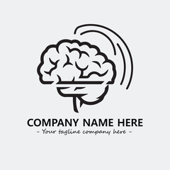 Brain illustration black and white for logo company vector image
