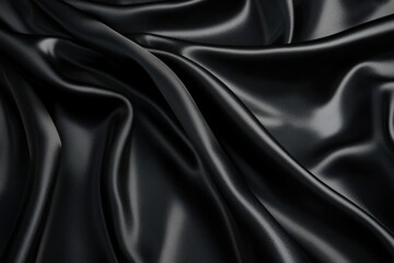 Fototapeta premium A close-up view of luxurious black satin fabric. showcasing its smooth texture and rich sheen. ideal for fashion design. upholstery. and elegant event decorations