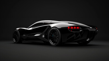 Black generic unbranded luxury sport car on a black background, banner, illustration ai generative