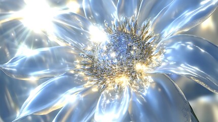 Obraz premium Shining digital flower closeup on a bright blurred background for celebration or advertising