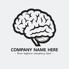 Brain illustration black and white for logo company vector image
