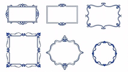 Ornamental Frame Decoration Set In Blue