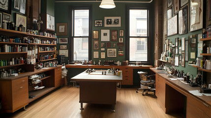 Vintage Inspired Workspace With Warm Wood Tones