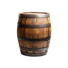 Obraz premium Rustic Wooden Barrel on White Background
