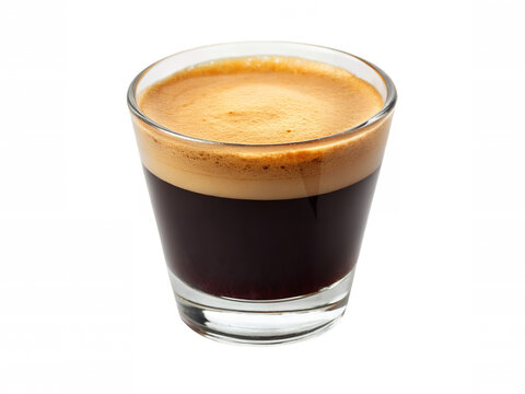 Espresso Shot in Glass, Single Espresso Coffee, Coffee Espresso Drink.