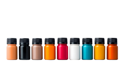 Vibrant Ink Containers Arranged on White Surface