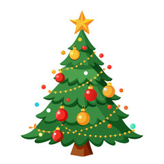 tree with lights merry christmas icon image vector illustration design
