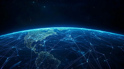 Obraz premium Global Network Of Illuminated Cities At Night