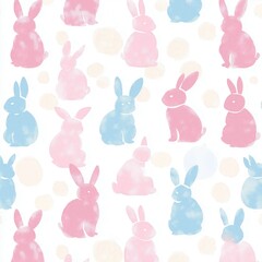 Watercolor Pastel Rabbit Pattern for Children's Nursery Decor and Playful Textile Design