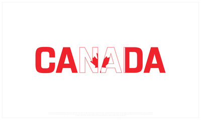 Canada flag Typography with flag on a white background, Vector design of Canada flag typography, Flag of Canada, National Day Design, Canada Day design 