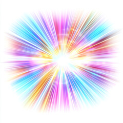 Radiant multicolor light flares burst, isolated on white background