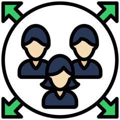 Outsourcing Outline Flat Design Style Icon, Outline Flat Design Style Icon Symbol