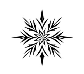 Obraz premium Simple Black Vector Snowflake on White Background: SVG Cut File Design