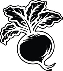 Obraz premium Clean and premium quality Beet silhouette and line art vector illustration, Beet vector icon design