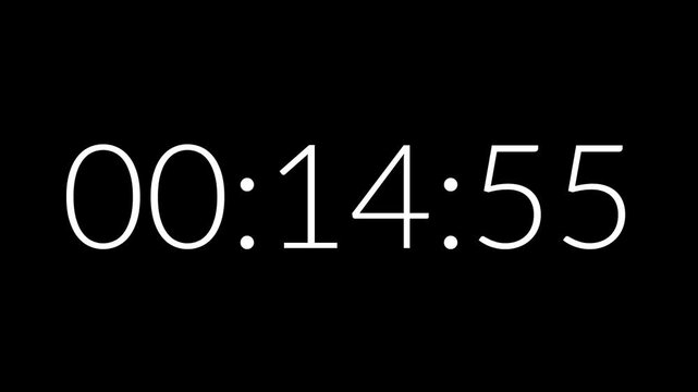 Countdown timer from 15 minute to 14 minute suitable for presentations, productivity, educational content, and more
