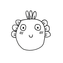 Adorable fish character in doodles style