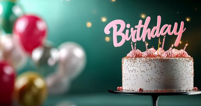 Birthday in Pink Rises with Sparkles