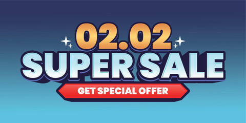 Obraz premium 02.02 Super Sale Event Banner with Special Offer