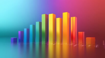 Obraz premium Abstract bar chart with colorful bars rising, set against a gradient background, business concept