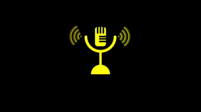 Microphone icon, Web design icon. Voice icon, Record. Microphone, recording Studio Symbol.on blak background