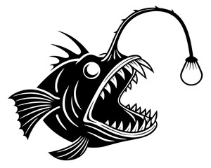 Anglerfish Vector Silhouettes & SVG Icon, Anglerfish Icon Vector