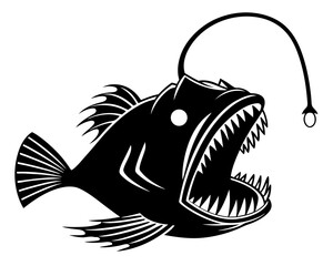 Anglerfish Vector Silhouettes & SVG Icon, Anglerfish Icon Vector