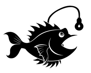 Anglerfish Vector Silhouettes & SVG Icon, Anglerfish Icon Vector