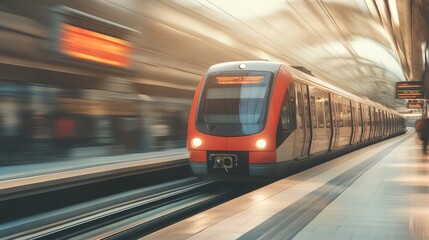 Subway train entering tunnel urban transport photography underground environment motion concept