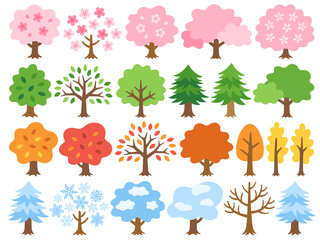 四季の木のイラストセット