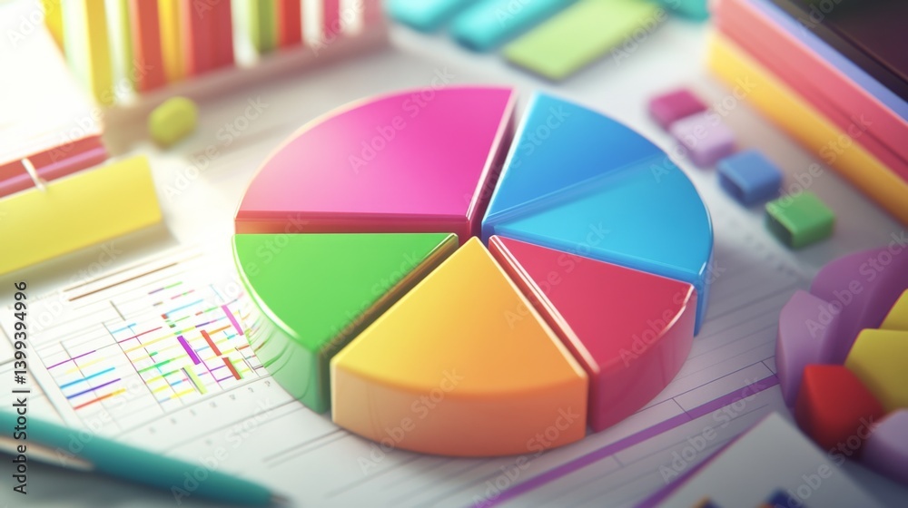 Poster a close-up of a d pie chart on a computer screen, showcasing different colored segments with clear l