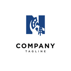 Letter N Oil Drilling Logo Icon Vector