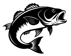 Largemouth Bass Fish Vector Silhouettes & SVG Icon