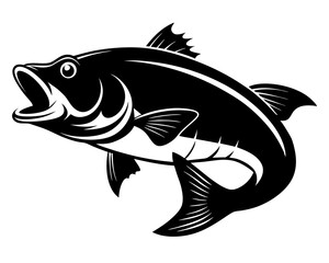 Largemouth Bass Fish Vector Silhouettes & SVG Icon