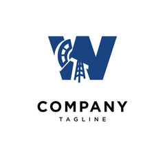 Letter W Oil Drilling Logo Icon Vector