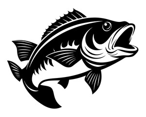 Largemouth Bass Fish Vector Silhouettes & SVG Icon