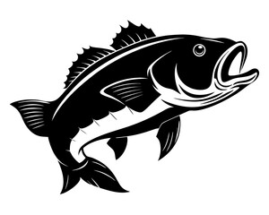 Largemouth Bass Fish Vector Silhouettes & SVG Icon