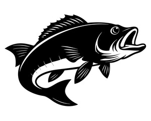 Largemouth Bass Fish Vector Silhouettes & SVG Icon