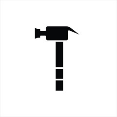 Claw Hammer Flat Icon - Construction Tool Icon Silhouette
