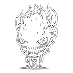 Line Art Illustration of a Cartoonish Fiendish Character