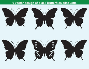 Set of vector butterfly illustrations in various flying positions and decorative styles