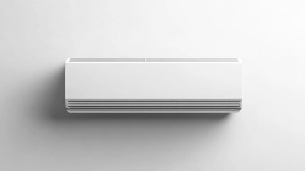 White air conditioner unit mounted on a plain white wall.
