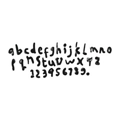 dry brush alphabet font set made by real brush grunge style vector, Isolated vector set