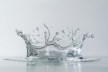 Water crown splash close up shot on white background