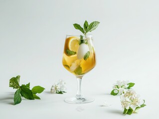 Fototapeta premium Refreshing summer drink with mint and lemon