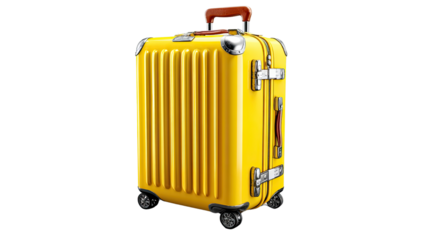 Travel Companion: A vibrant yellow suitcase, ready for adventure, with its sleek design and durable build, poised to carry essential belongings for the next journey
