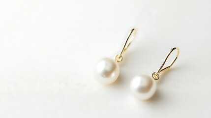 Two pearl earrings with gold posts