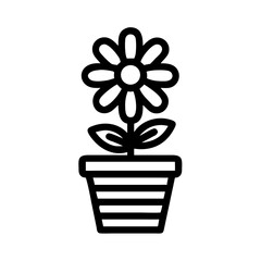 Flower Bloom in Striped Pot Icon Design
