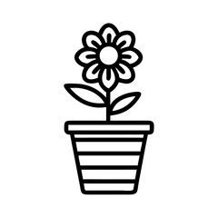 Flower Bloom in Striped Pot Icon Design