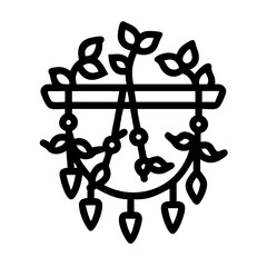 Hanging Pot with Downward Vines Icon Design